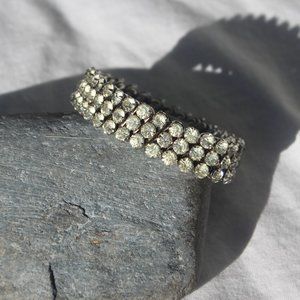 Expandable Stainless Steel Rhinestone Bracelet Vintage